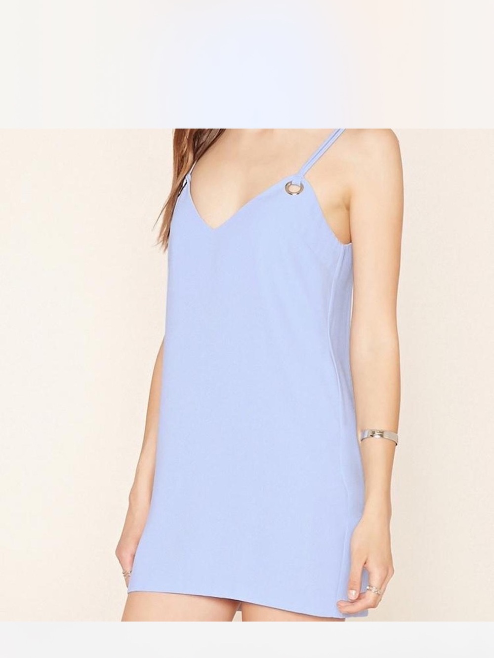 Forever 21 Powder Blue V-Neck Slip Dress with Ring-Strap Detail